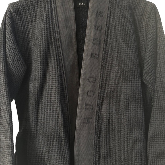 BOSS Bodywear waffle kimono robe in grey - Picture 3 of 5